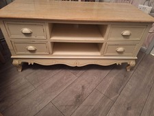 Cream shabby chic TV unit, a lovely solid piece in ok condition