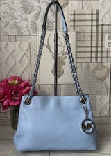 Beautiful Michael Kors Jet Set Blue Leather Shoulder Bag Chain Strap Handbag