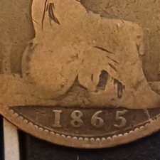 1865 Victoria One Penny Bun Head Coin See Pics Ref 7346