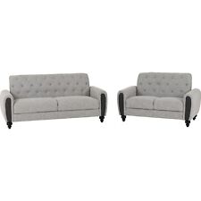 Chester 3 Plus 2 Seater Sofa Upholstered in Grey Fabric Modern Style Seats