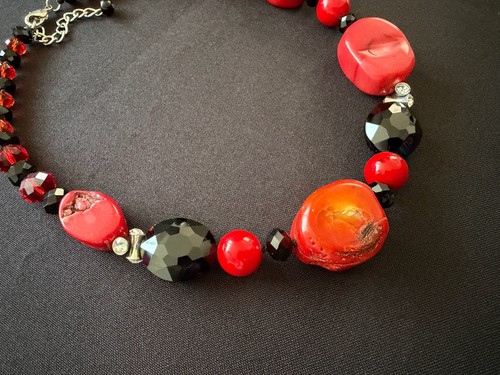 Boho handmade carved red - boho,