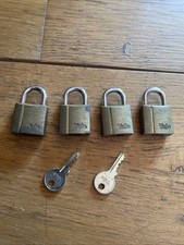 4Pc YALE BRASS PADLOCK SET 40mm Mini Small Backpack School Gym Locker Bag Kit UK