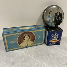 Queen Elizabeth II Collectable Tins. Coronation ‘53. Jubilee ‘77 Poor Condition