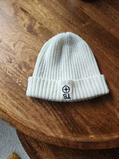 mens stone island beanie hat Cream