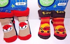 Tagou Fox and Yellow Taxi Cab Baby Socks NEW 2 pairs Gagou Size 0-12 Months CUTE