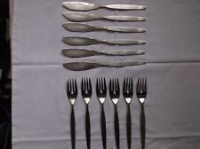 VINTAGE ONEIDA COMMUNITY STAINLESS STEEL FROSTFIRE FISH KNIVES & FORKS