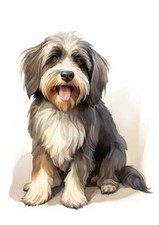 TIBETAN TERRIER DOG SITTING