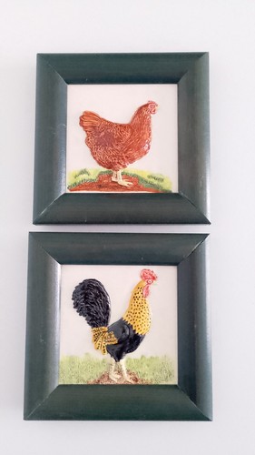 Cockerel and hen - ceramic, tiles