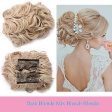 Short Curly Dish Hair Bun Combs Clip in Ponytail Extension Scrunchie Chignon UK