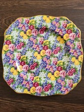 VINTAGE~ANTIQUE~ROYAL WINTON~FLORAL SANDWICH PLATE~PRETTY CHINTZ FLOWERS~JULIA 