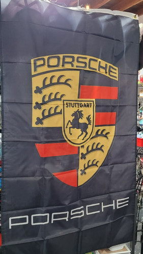 Porsche black vertical flag - porsche,