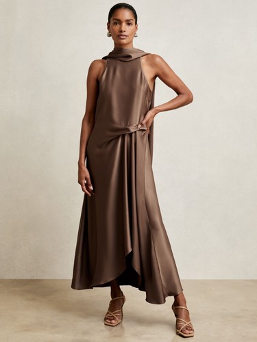 Reiss womens one shoulder - one-shoulder, midi