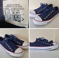 Converse CTAS Ladies UK Size 5.5 Blue Knitted Woven Mesh Low Tops 551540C