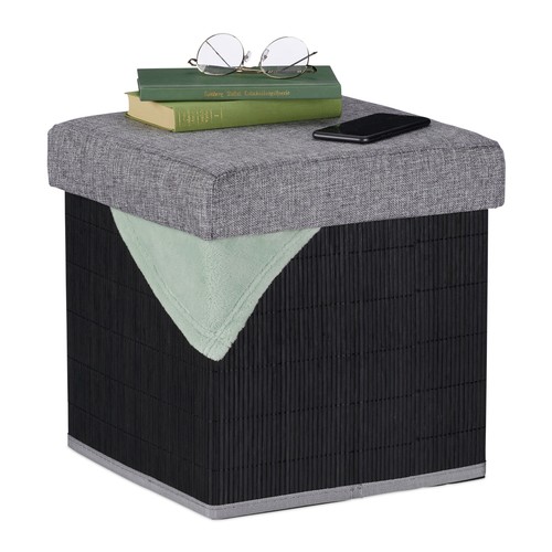 Padded ottoman stool - ottoman, black