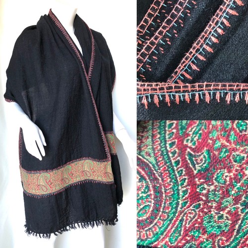 Vintage black kashmiri sozni - vintage,