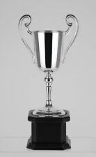 14.75in Swatkins Silver Trophy Cup Plain Metal Nickel Plated Award Wooden Base