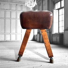 Antique Leather Pommel Vaulting Horse,wooden Extendable legs 1930's,Free del