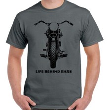 Biker T-Shirt Mens Funny Life Behind Bars Motorbike Motorcycle