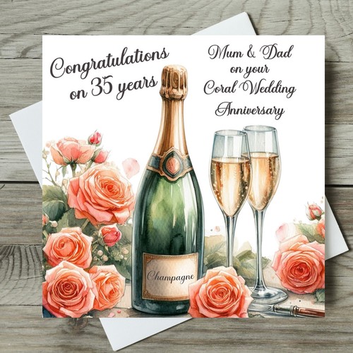 Coral wedding anniversary card - coral,