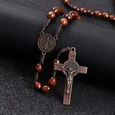 Wooden Rosary Cross Handmade Beads Antique Christmas Gift Catholic Christian UK