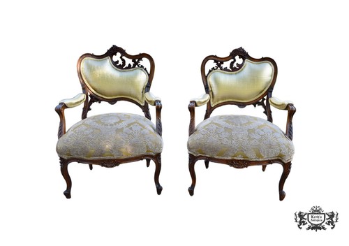 French walnut armchairs - armchairs, louis