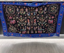 Vintage handmade Indian tribal embroidery wall hanging/table cloth 51x34 hippie