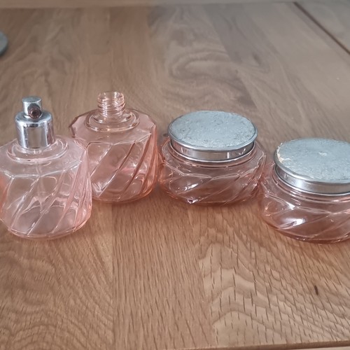 Pink glass vanity set with - glass,