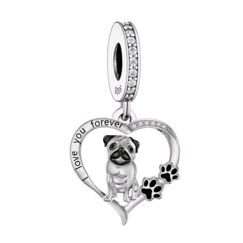 925 silver pug - 925, heart