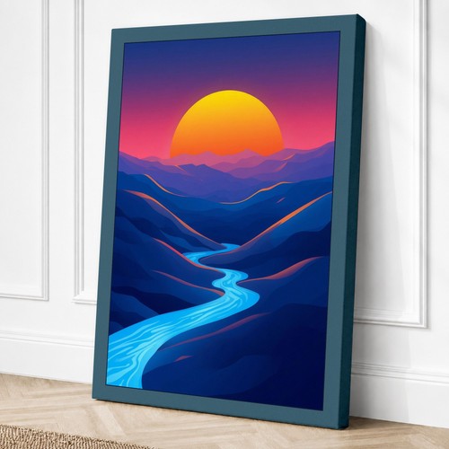 Sun between mountains modern - sun,