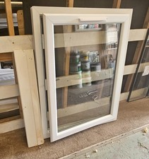 White UPVC Window, Clear glass, Hinged on right, Chrome handle, 150 Cill