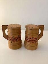 2 X  Small Wooden Stein Souvenir 8cm tall VINTAGE