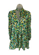 Ted Baker Ilva Green Floral Print Long Sleeve Pussybow Dress TB 2 UK 10