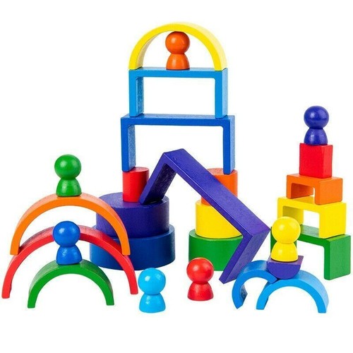 Wooden rainbow autism stacking - wooden,