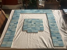 Antique Crackle Blue Tiles, Cambridge c.1930s, Fireplace Surround, 5.3 Sq Ft 