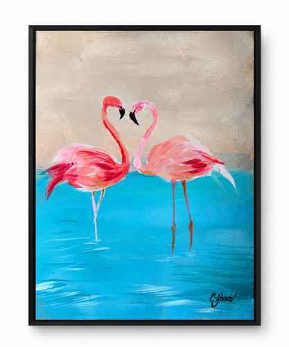 Original flamingo painting - flamingo, a4