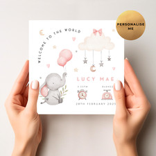 New Baby Card – Cute Baby Congratulations Greetings Card – Baby Girl - Newborn