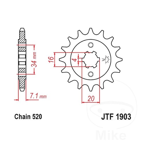 Front sprocket 520 p - jt, t