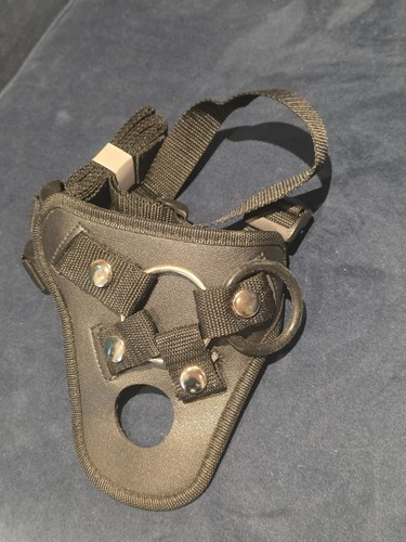 Black leather dog harness - leather,