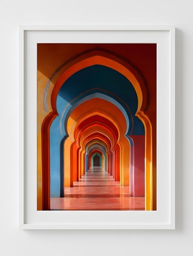 Moroccan corridors framed art - moroccan,