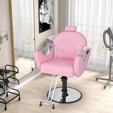 360°Swivel Hair Styling Chair Hairdressing Tattoo Beauty Spa Equipment-Pink