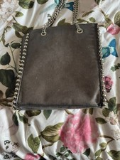 Zara Metallic Grey Medium Tote Handbag with Metal Beading & Silver Chain Handle