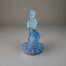 Sowerby Art Deco Frosted Light Blue Glass Lady Figurine Flower Frog 