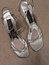 Stylish silver leather sandals by Russell And Bromley - Size UK 4.5