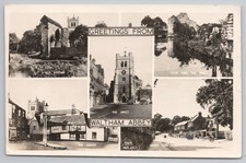 Waltham Abbey multiview Abbey Square Honey Lane postcard