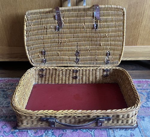 Vintage wicker leather - wicker, small