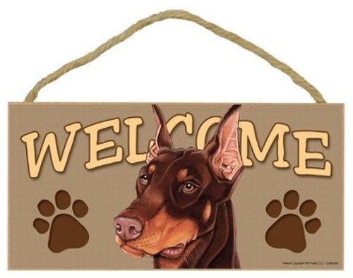 Doberman brown dog 10 - 10, wood