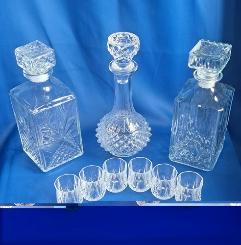 Lovely glass decanters and 6 - 3,