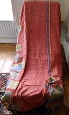 Vintage Indian Kantha Quilt Cotton Bedspread Throw