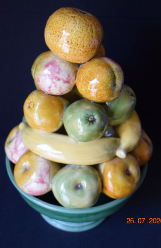 Vintage majolica fruit topiary
