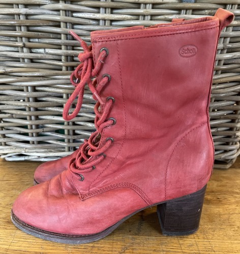 Red lace boots - lace, up